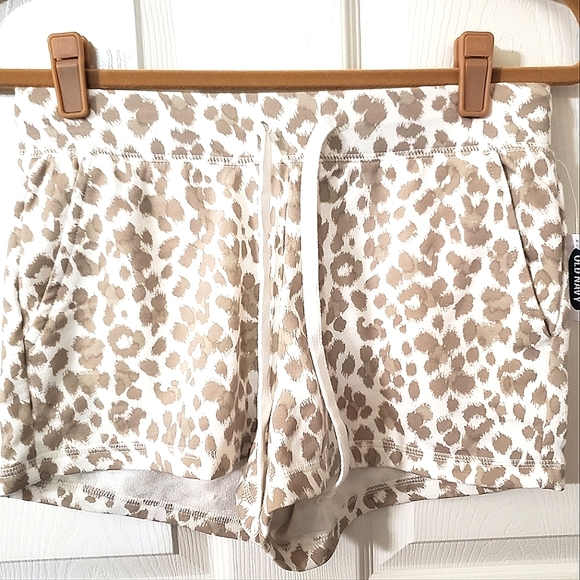 NWT Old Navy Animal Print Khaki Beige & Cream Drawstring Waist Shorts Women's XS - Picture 3 of 7